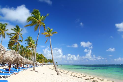 Caribbean resort with beach chairs on the beach